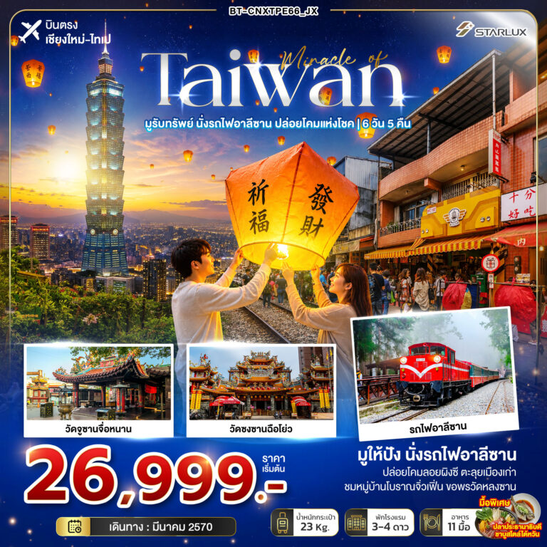 ภาพปก มหัศจรรย์ TAIWAN มูรับทรัพย์ นั่งรถไฟอาลีซาน ปล่อยโคมแห่งโชค