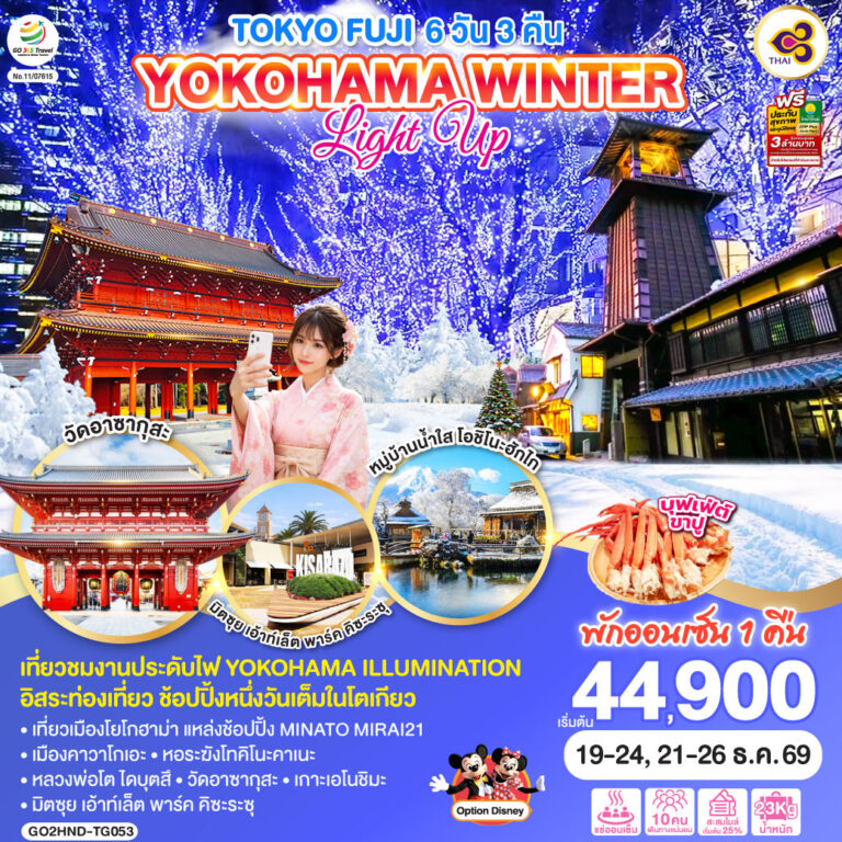 ภาพปก TOKYO โตเกียว ฟูจิ คาวาโกเอะ คามาคุระ งานประดับไฟโยโกฮาม่า 6D 3N โดยสายการบินไทย [TG]